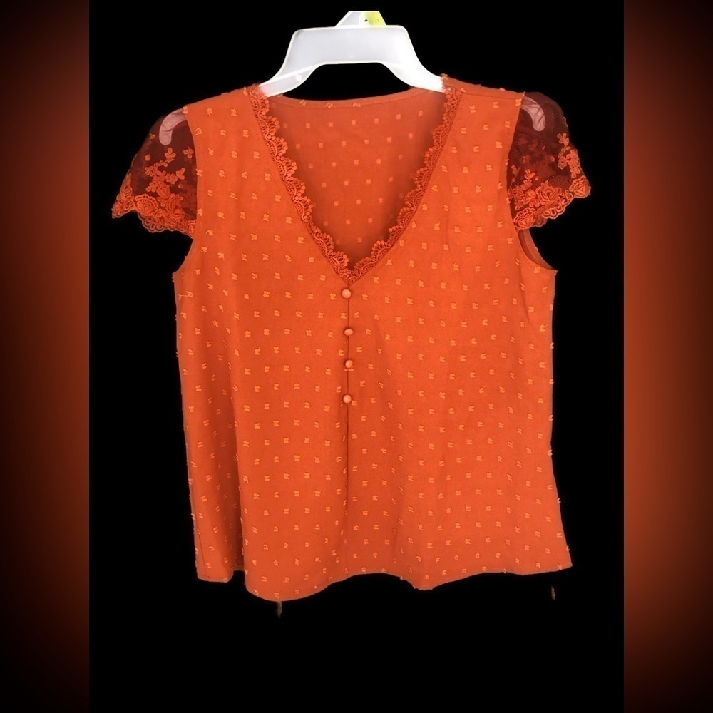 Small Orange Lace Top with Buttons